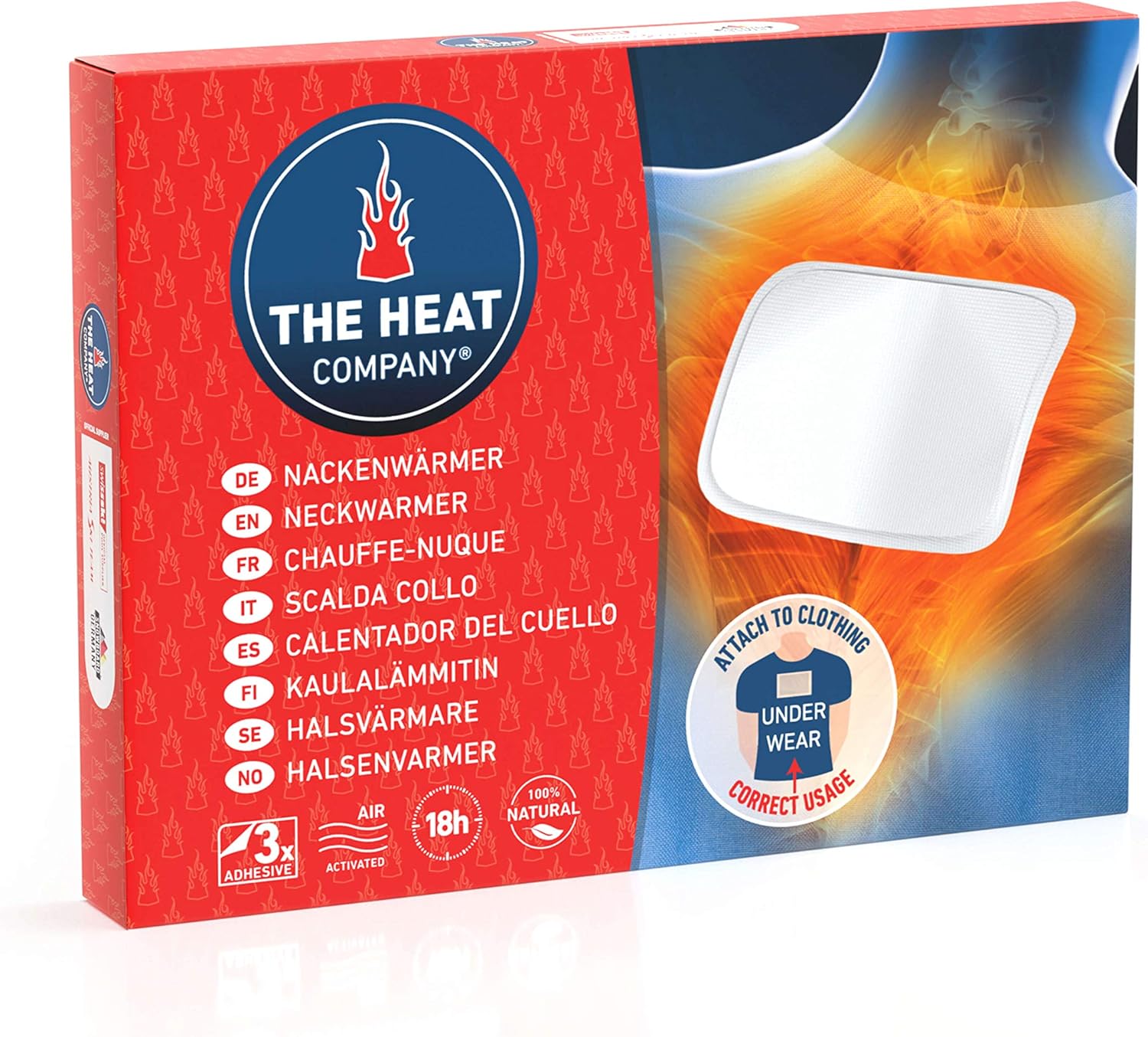 THE HEAT COMPANY Neckwarmer, 3 Pieces, EXTRA WARM, Adhesive, Body Warmer, 18 Hours Pleasant Warmth, Instant Heat