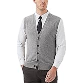 Kallspin Men's Sweater Vest Wool Blend V-Neck Button Sleeveless Cardigan Vest Sweater