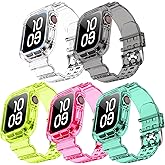 NotoCity Clear Bands for Apple Watch 38mm 40mm 41mm with Transparent Rugged Bumper Case Compatible with Series 9 8 7 SE 6 5 4 3 2 1 (5 Pack 38/40/41mm)
