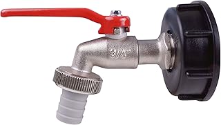 Cornat Kugelauslaufhahn - 26,44 mm (3/4 Zoll) AG - Inkl. Schlauchanschluss & Adapter für IBC-Regenwassertanks - Hochwertiges Messing / Zapfhahn für Regentonnen / Wasserhahn / Absperrhahn / FLOR92586