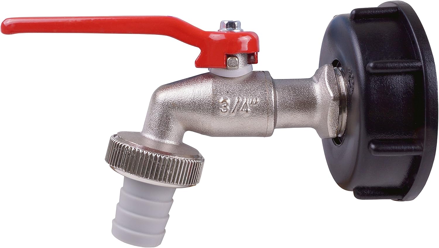 Cornat Kugelauslaufhahn - 26,44 mm (3/4 Zoll) AG - Inkl. Schlauchanschluss & Adapter für IBC-Regenwassertanks - Hochwertiges Messing / Zapfhahn für Regentonnen / Wasserhahn / Absperrhahn / FLOR92586