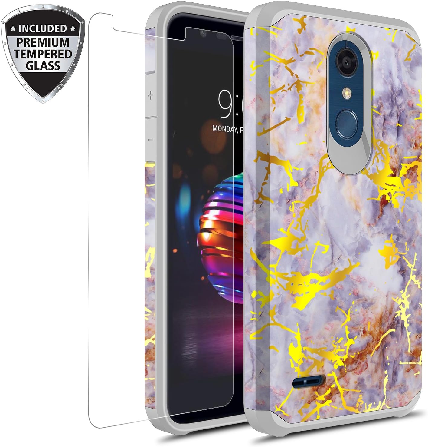 Best phone case lg k30 heavy duty gold