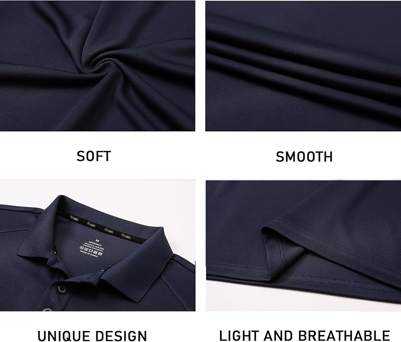 3er Pack Polo T-Shirt Uomo Manica Corta Traspirante Sportiva Polo Magliette Uomo Manica Corta(0427)-Black Grey Navy-M — foto 4 di 6