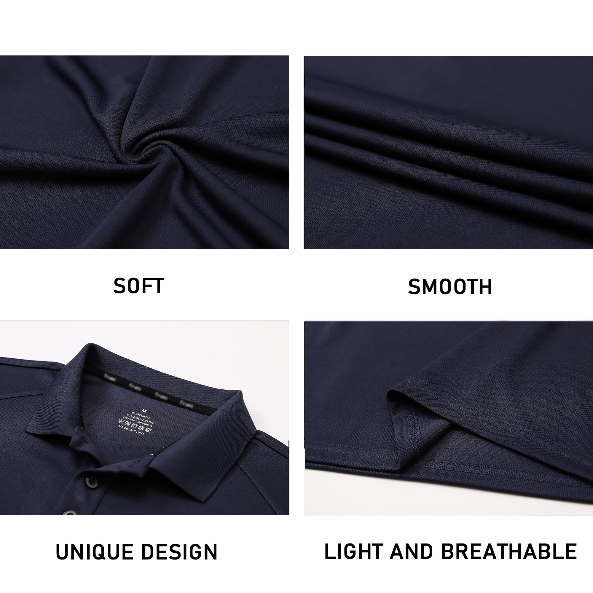 Gaiatiger 3er Pack Poloshirt Herren Männer Hemd Herren Kurzarm Leicht und Atmungsaktiv Sweatshirt Männer Golf Shirts(0427)-Black Grey Navy-L 4