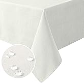 H.VERSAILTEX Linen Textured Table Cloths Rectangle 60 x 120 Inch Premium Solid Tablecloth Spill-Proof Waterproof Table Cover for Dining Buffet Feature Extra Soft and Thick Fabric Wrinkle Free, Ivory