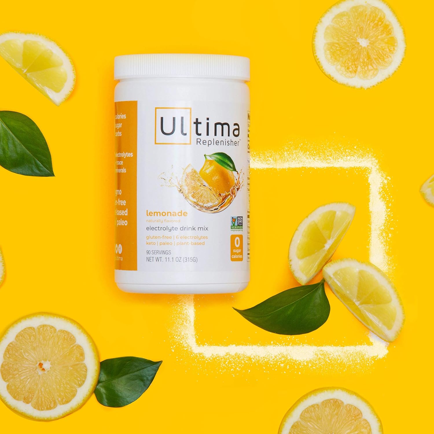 Ultima Replenisher Electrolyte Hydration Powder, Lemonade, 90 Serving Canister - Sugar Free, 0 Calories, 0 Carbs - Gluten-Free, Keto, Non-GMO with Magnesium, Potassium, Calcium: Health & Personal Care