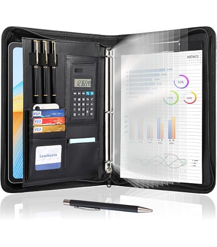 thumbnail image 2 of NEWYES Leather Padfolio Organizer - 10.2 Inch Zippered Business Portfolio With Card Holders & Notepad - Professional Folder For Work & Meetings 2 of 13