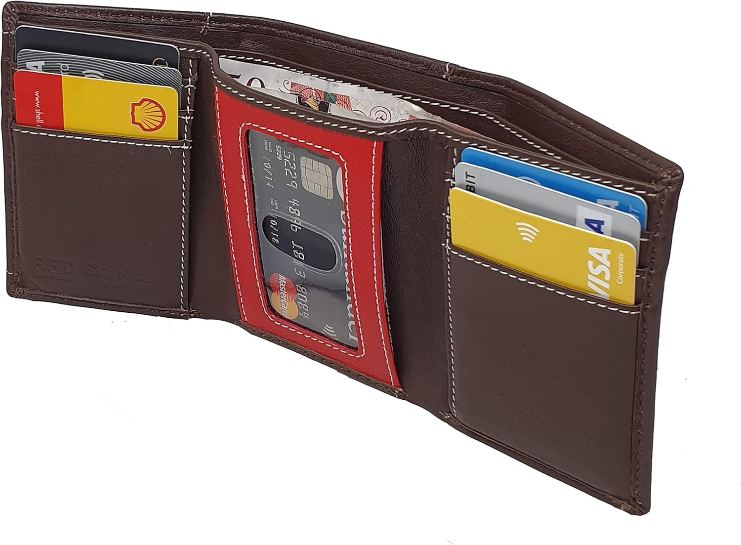 STARHIDE Brown Leather Wallets for Men RFID Blocking Small Wallet, Slim Genuine Leather Trifold Cardholder Wallet #810 - Image 4