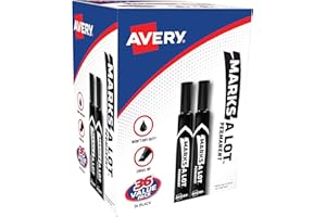 AVERY Marks-A-Lot Large Desk-Style Chisel Tip, Value Pack 36 Black Permanent Markers are perfect for signs and posters (98206)