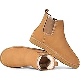 OOW Chelsea Boots Women Warm Comfort Anti-slip Ankle Snow Fuzzy Fall Winter Short Boots for Outdoor Indoor Brown