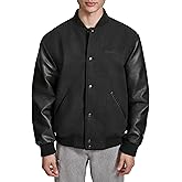 Champion Men's Letterman Varsity Bomber Jacket With Faux Leather Sleeves