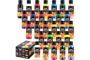 XDOVET 28 Colors Airbrush Paint Set (60 ml/2 oz), Ready to Spray, Opaque & Neon Colors, Water-Based, Premium Acrylic Airbrush Paint Kit for Beginners, Hobbyist and Artists