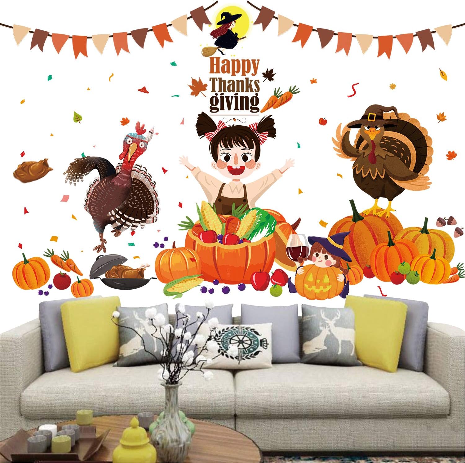 Amazon Com Prabahdak Happy Thanksgiving Wall Decals Pretty Girls