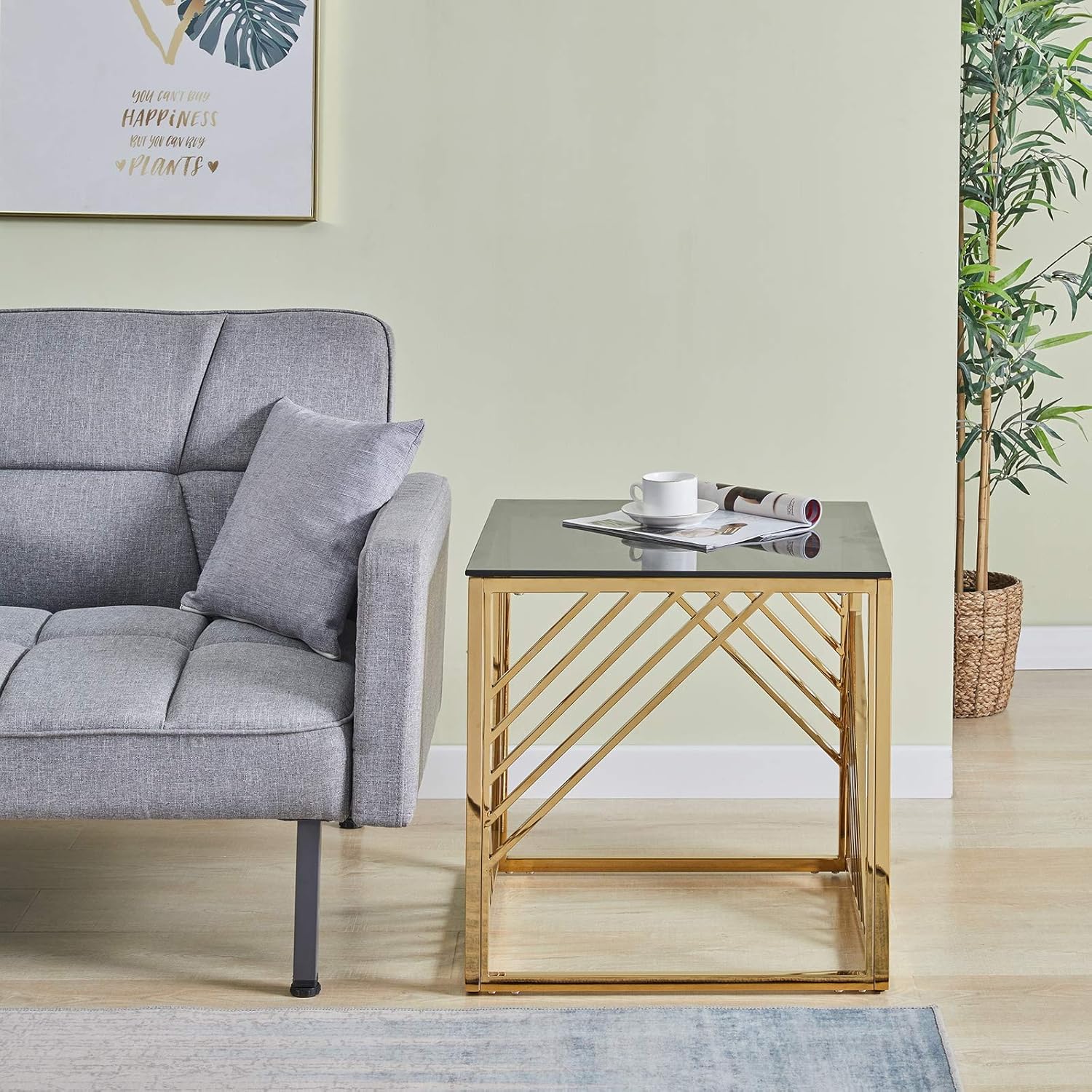 Jymtom Glass Side Table Gold Coffee Table Metal Frame Gold Coffee Table Living Room Bedroom Gold Amazon Co Uk Kitchen Home