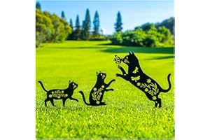 SRDJXY Cat Metal Garden Stakes Decorative Cat Gifts for Women/Men,Black Silhouette Statues for Yard Art,Outdoor Decor,Outside,Patio,Lawn Ornaments,Garden Decorations