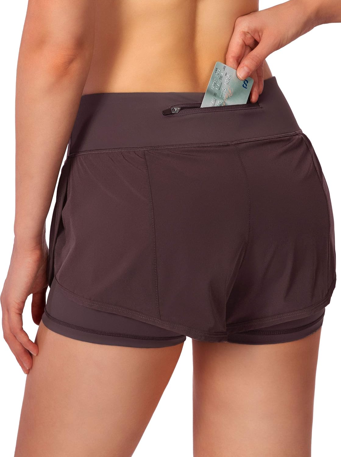 Women’s 2 in 1 Running Shorts Workout Athletic Gym Yoga Shorts for Women with Phone Pockets: Clothing