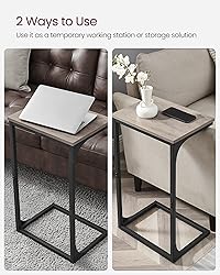 VASAGLE C-Shaped End Table, Side Table for