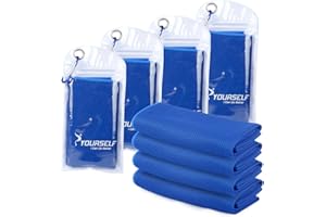 SYOURSELF Cooling Towel, Cooling Towels for Neck,4 Pack 40" x 12"Ice Towel for Instant Cooling Relief, Soft Breathable Chilly Towel, Perfect Yoga, Golf, Sports, Athletes, Camping Towel(Dblue)