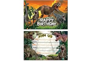 20PCS Dinosaur Invitation Cards for kids Birthday,Dinosaur Birthday party Supplies, Birthday invitations for Boys