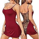 RSLOVE Women's Lingerie Sexy Nightgowns Lace Babydoll Chemise Strappy Sleepwear Sleep Dress