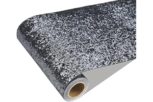 CRE8TIVE 8"x80" Dark Slate Grey Glitter Wallpaper Stick and Peel Chunky Sequin Wall Border Stickers Grey Glitter Contact Paper Self Adhesive Removable Fabric Wallpaper for Gift Wrapping Baseboard Trim