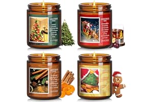 AUELIFE Christmas Candle Set | 4Pack Scented Candles Holiday Candle Gifts - Soy Candles Home Scented, Xmas Gift for Women and Men - Scents of Christmas Tree/Spice/Cookies/EVE