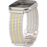 Moolia Stainless Steel Band Compatible with Apple Watch Strap 40/42/41/38/44/46/45/49mm Women, Dressy Fancy Bracelet Metal Mesh Link Wristband for iWatch Series 11 10 9 8 7 6 5 4 3 SE/Ultra 3 2 1