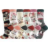 Breathffy 6 Pairs Book Lover Socks Vintage Floral Book Theme Cotton Socks Christmas Funny Bookish Gifts for Women Readers