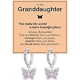 BxkSky Hypoallergenic Butterfly Hoop Earrings for Granddaughter/Daughter - Birthday Christmas Graduation Valentines Day Gifts