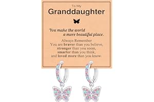 BxkSky Hypoallergenic Butterfly Hoop Earrings for Girls - Birthday Christmas Back to School Graduation Gifts