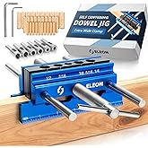 ELEON Self Centering Dowel Jig with Elongated Jaws &amp; Extra Wide Clamp up to 6.7" - Precision Woodworking Made Effortless - Lasting Craftsmanship - Aluminum Alloy Drill with Guide &amp; 6pcs Drill Bushings