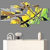 SIGNWIN 5 Panel Canvas Wall Art Modern Art Abstract Brushstroke Closeup Expressionism Expressive Modern Multicolor Oil Painting for Home Decorations Ready to Hang - 60