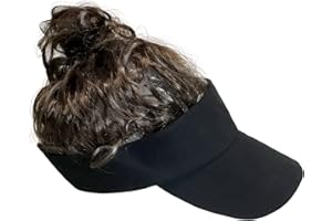 Billy-Bob Man Bun Visor, The World's First Man Bun Visor! Brown Hair!, Black, One Size