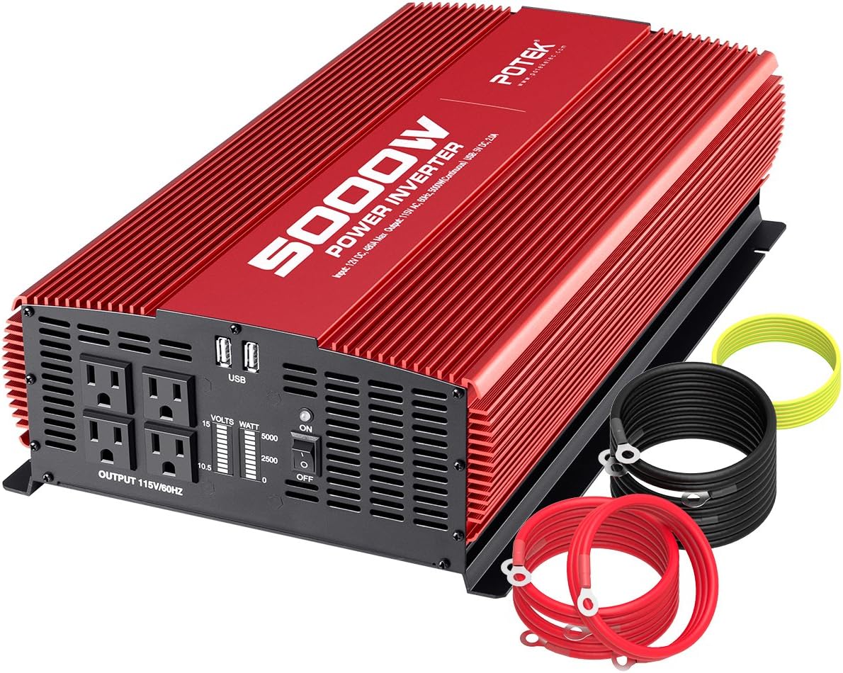 POTEK 5000W Power Inverter DC 12V to AC 110V Car Inverter 4