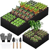 Fabric Raised Garden Bed, 6 x3 x1 FT Large Garden Grow Bags Rectangle Breathable Planting Containers with 4 Grids Reusable Heavy Pot Garden Tools for Vegetables Flowers Plants(128 Gallon Vol.)
