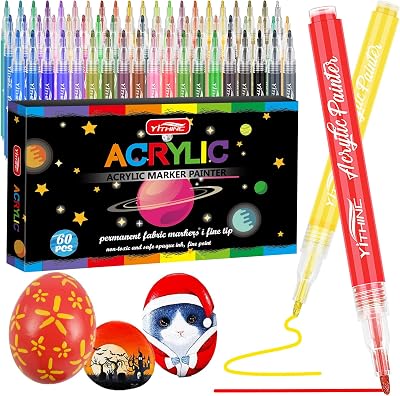 YITHINC 60 Color Acrylic Paint Pens Set for Rock Canvas Glass Wood