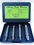 Spin Out Tools 4-Piece Dual Tip HSS Damaged Screw Extractor Set with Case