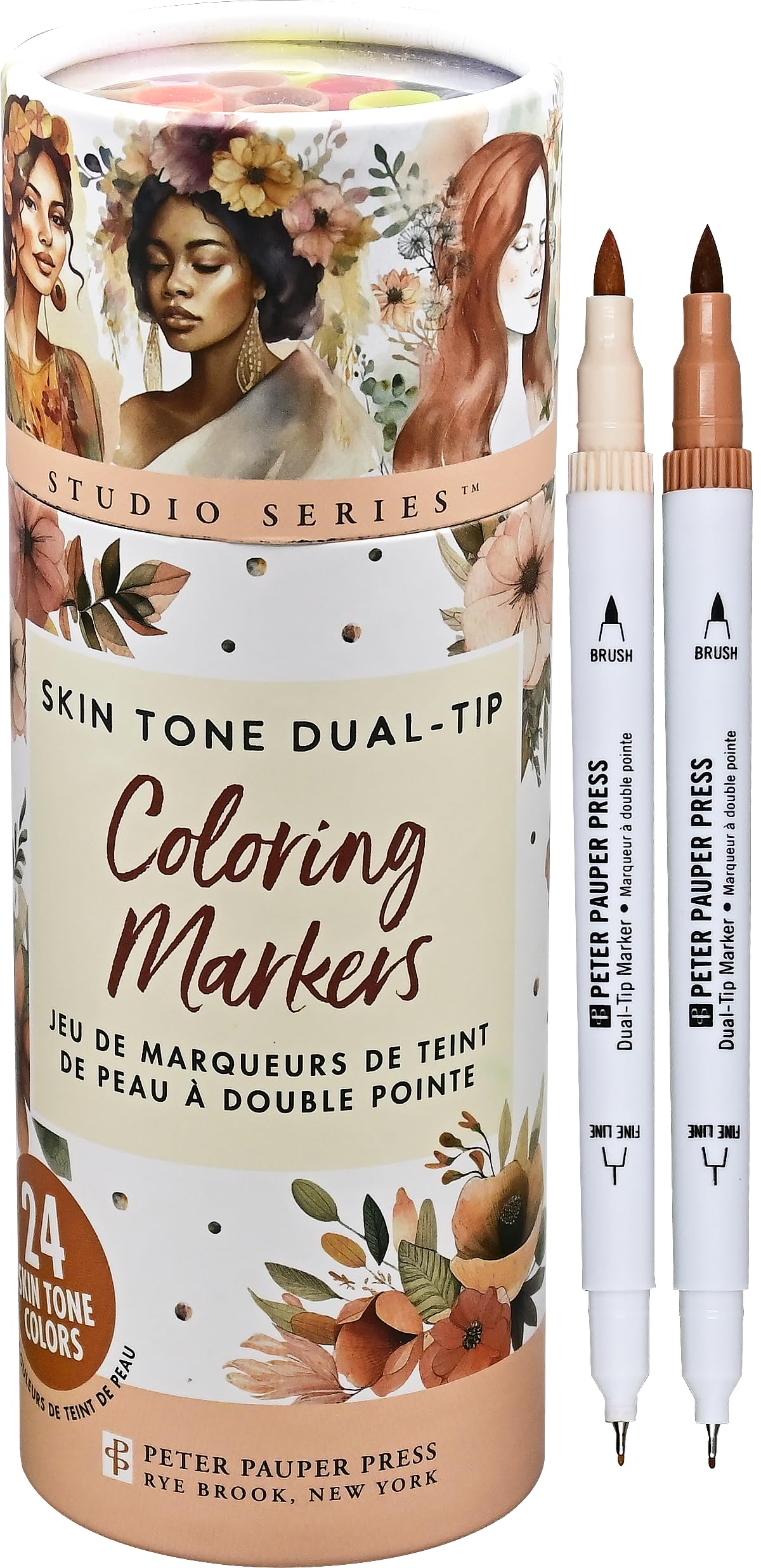Peter Pauper Press Studio Series Dual-Tip Skin Tone Markers (24 colors)