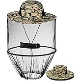 Mosquito Head Net Hat, Sun Hat with Netting, Bee Keeper Hat, Safari Fishing Hats for Outdoor Hiking, Camping, Gardening