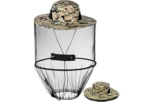 Mosquito Net Hat, Sun Hat with Netting, Bee Keeper Hat, Safari Fishing Hats for Outdoor Hiking, Camping, Gardening
