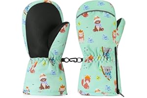 MoKo Toddlers Winter Mittens, Non-Slip Waterproof Snow Ski Gloves with Zipper Velvet Cloth for Skiing Outdoor Activities
