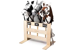 SKIPPI Padok Hobby Horse for 3 Horses on Stick, Stable for Hobby Horse, Farmstead, Stand, Boxing