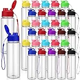 Maxcheck 30 Pieces Water Bottle Bulk 17 oz Plastic Sports Water Bottles Bulk with Handle Strap Lightweight Leakproof Drink Flip Top for Adults Fit Gym(Classic Style,Multicolored)