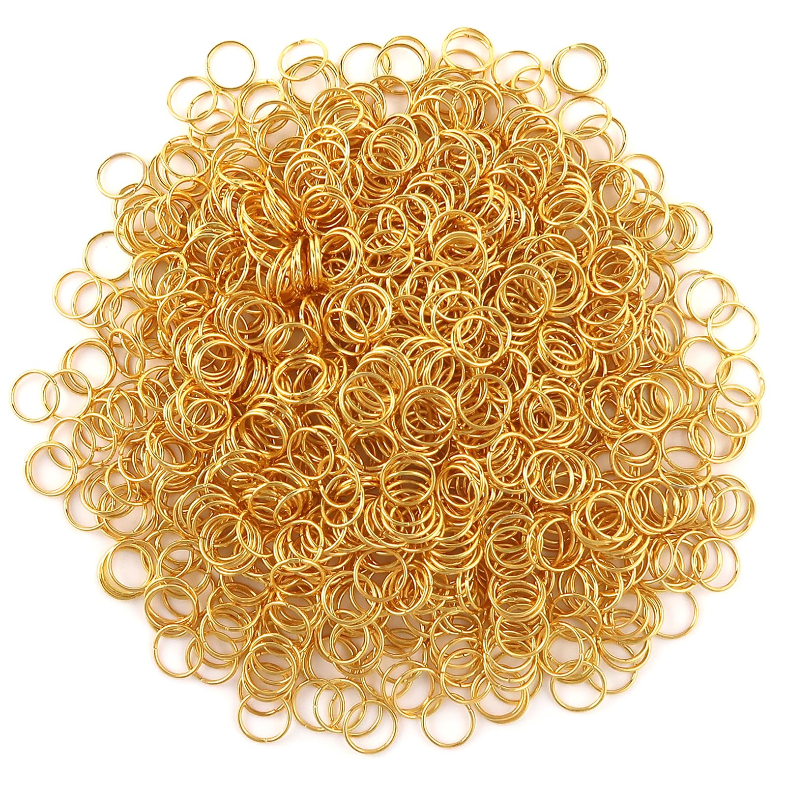 TOAOB 1000pcs Metal Open Jump Rings 8mm Gold Chain Linker Connector for DIY Bracelets Necklace Jewelry Making and Key Chains