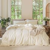 MooMee Duvet Cover Set 100% Washed Cotton Linen Like King | Relaxed Lived-in Texture. Soft, Breathable & Long-lasting Comfort