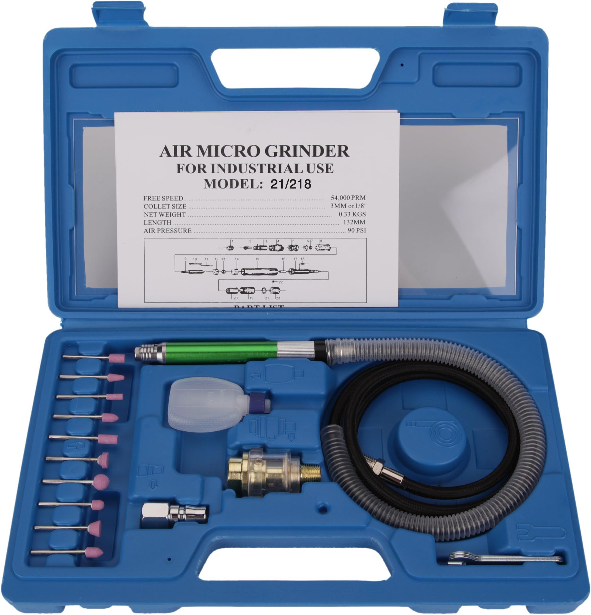 Valianto GR-218 Mini Pencil Air Micro Die Grinder Kit Light Green