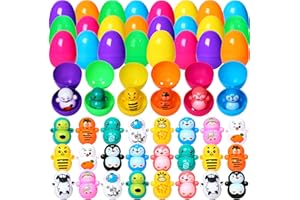 STYPOP Easter Eggs with Toys Inside,24 Prefilled Easter Eggs with Assorted Tumbler Toys,Vibrant Easter Basket Stuffers,Perfect for Kids Easter Egg Hunt,Classroom Prize,Goodie Bag Stuffers,Easter Party Favor…