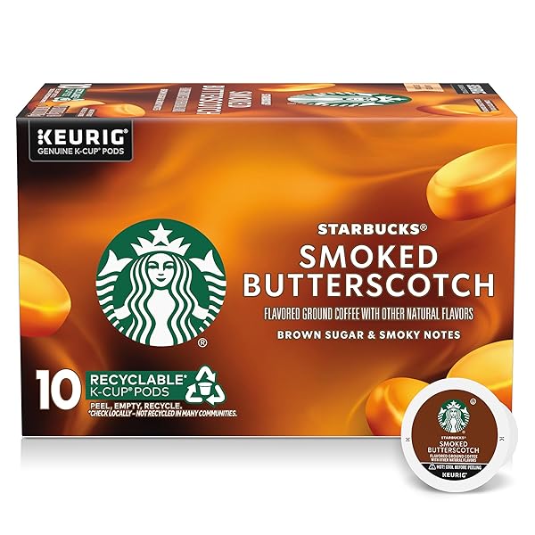 STARBUCKS K-CUP COFFEE PODS, SMOKED BUTTERSCOTCH FLAVORED COFFEE FOR KEURIG BREWERS, 100% ARABICA, LIMITED EDITION, 1 BOX (10 PODS)