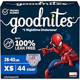 Goodnites Boys' Nighttime Bedwetting Underwear, Size Extra Small (28-43 lbs), 44 Ct (2 Packs of 22), Packaging May Vary