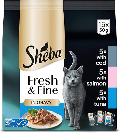 Sheba Cat Wet Food Fresh and Fine Fish in Gravy 3 x 50 g Pouches